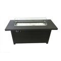 Hiland Outdoor Rectangle Fire Pit in Black Mocha with Wind Screen AFP-RT-WS